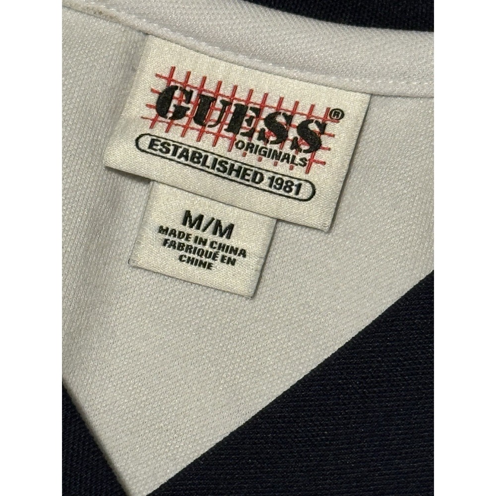 VINTAGE Y2K Guess Jeans Football Embroidered Mens Medium‎ Long Sleeve Tee Jersey - Picture 5 of 9